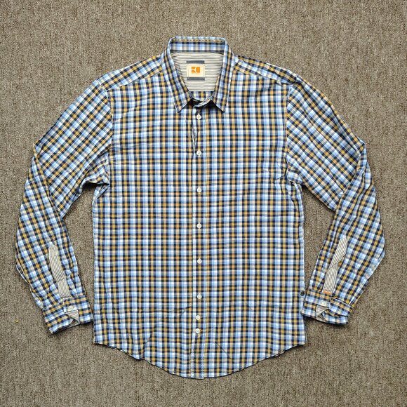 BOSS ORANGE Plaid Button Up Shirt Men's Large Multicolor Long Sleeve Cotton - Picture 1 of 8